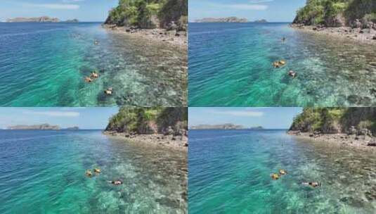 原创 印尼科莫多出海游泳浮潜自然风光航拍高清在线视频素材下载