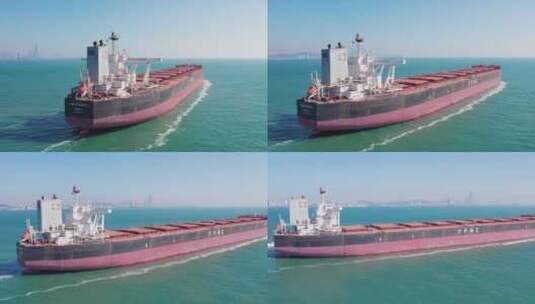 4k航拍山东青岛海面上的轮船高清在线视频素材下载