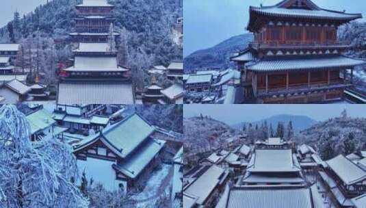 雪落径山寺高清在线视频素材下载