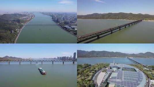 【合集】杭州钱塘江大桥滨江浦沿板块高清在线视频素材下载