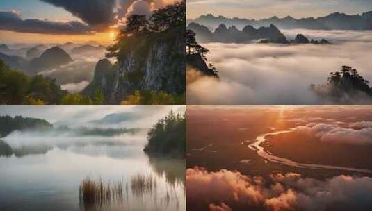 航拍美丽中国大好河山风景7高清在线视频素材下载