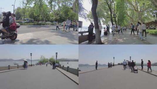 杭州西湖游客人流延时摄影合集高清在线视频素材下载