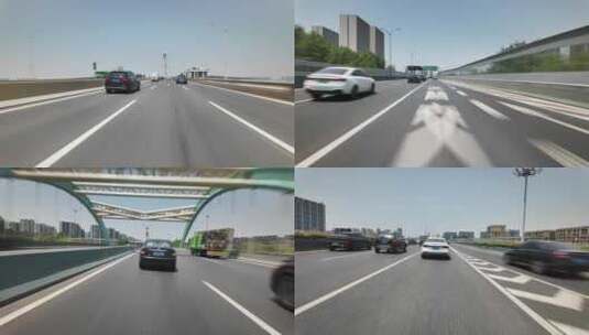 汽车形式在城市高架道路第一视角高清在线视频素材下载