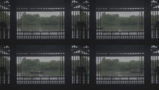 浙江杭州西溪湿地中国古风南方渔船水墨画高清在线视频素材下载