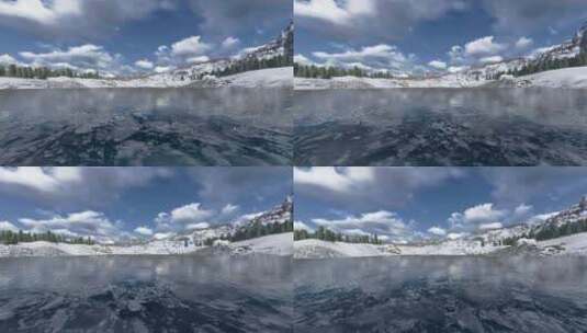 相机飞过冰冻的湖面高清在线视频素材下载