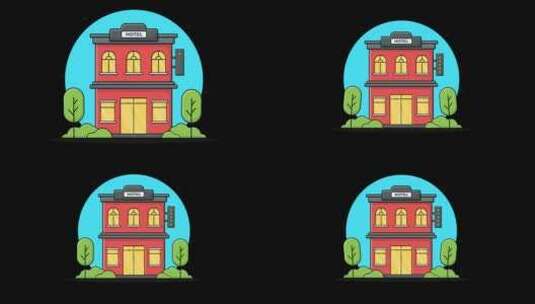 动态酒店建筑动画视频-透明高清在线视频素材下载