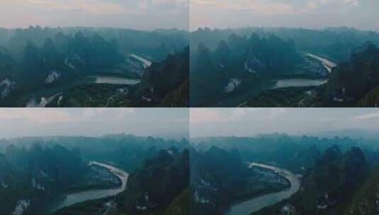 日落时分的桂林山水高清在线视频素材下载