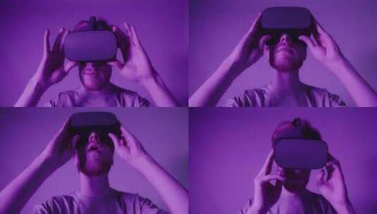 Vr，男士， Vr眼镜，紫色高清在线视频素材下载