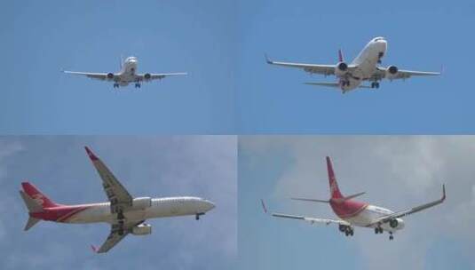 4K稳定：深圳航空波音737客机降落深圳高清在线视频素材下载