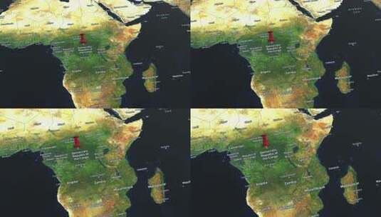 刚果民主共和国地图Pin旅行位置高清在线视频素材下载