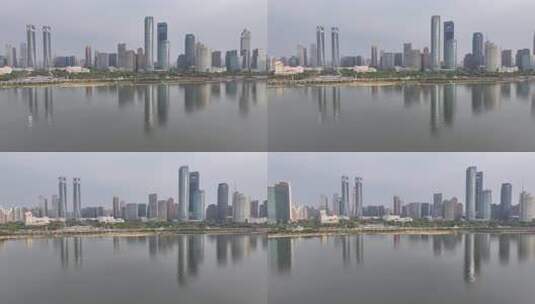 南昌天际线清晨航拍高清在线视频素材下载