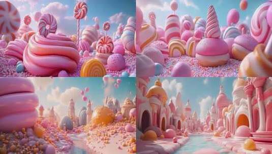 梦幻糖果3D场景儿童卡通背景高清在线视频素材下载