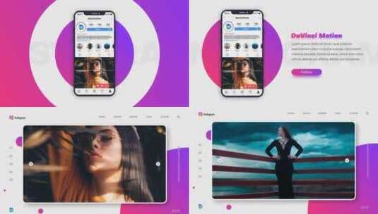 Instagram手机电脑网页主页模板AE模板高清AE视频素材下载