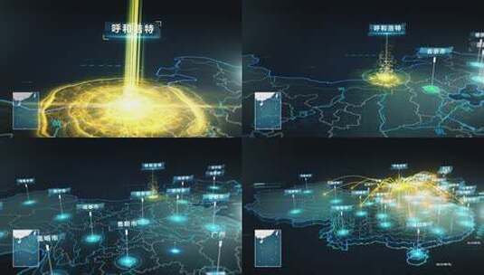呼和浩特辐射地图高清AE视频素材下载