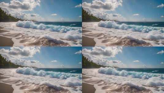 海浪拍打沙滩自然风光高清在线视频素材下载