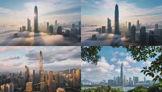 深圳平安金融中心云海景观高清在线视频素材下载