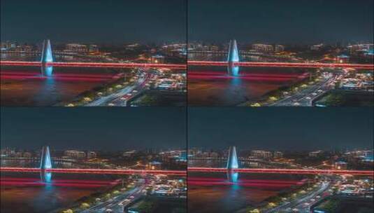 重庆_东水门长江大桥夜景_长江_来福士夜景高清在线视频素材下载