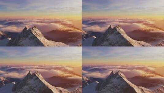 雪山云海日出全景高清在线视频素材下载