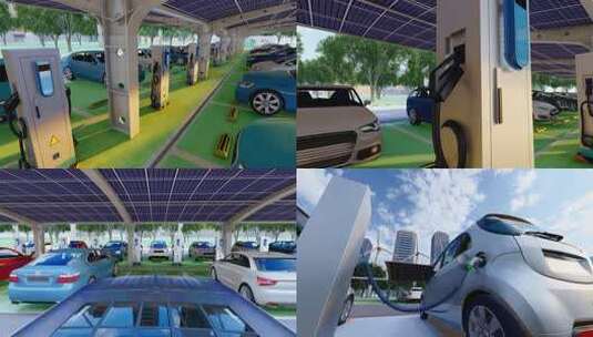 新能源电动车充电桩三维动画高清在线视频素材下载