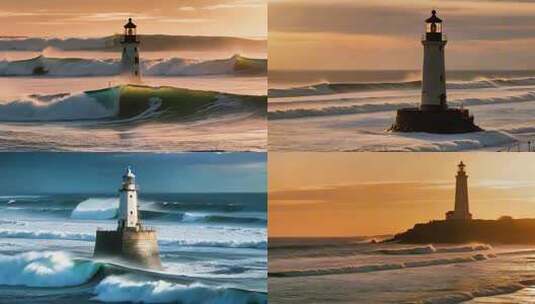 海上灯塔希望明灯乘风破浪高清在线视频素材下载