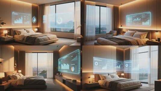 卧室智能屏幕显示数据画面高清在线视频素材下载