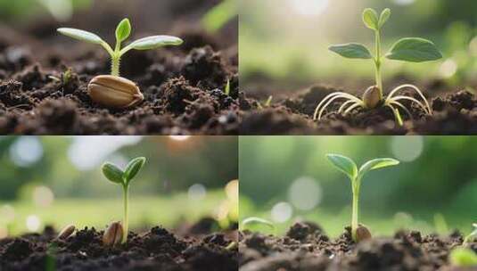 幼苗破土生长特写高清在线视频素材下载