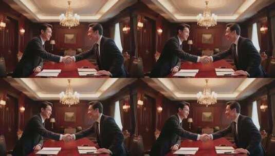 商务人士会议室握手合作高清在线视频素材下载