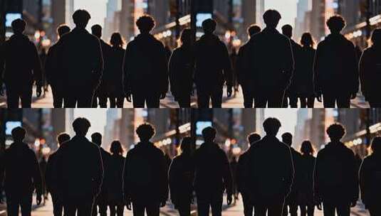 城市街道行人背影画面高清在线视频素材下载