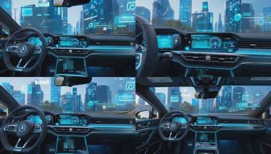 智能汽车内科技感驾驶舱视角高清在线视频素材下载