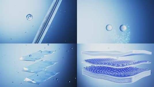 蓝色精华分子渗透皮肤激活修复细胞视频高清在线视频素材下载