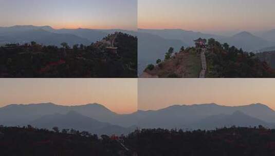 四川攀枝花市东华山体育公园山脊晚霞航拍高清在线视频素材下载