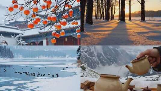 小雪竖版二十四节气下雪大寒小寒冬天风光高清在线视频素材下载