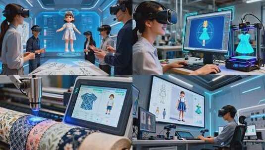 童装厂智能服装工厂  数字化服装制造技术高清在线视频素材下载