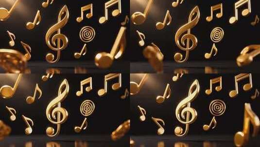 360度循环金色音符4K高清在线视频素材下载