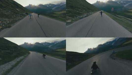 长板速降运动FPV航拍高清在线视频素材下载