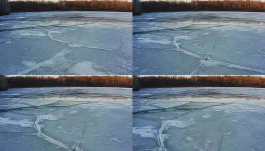 冬日结冰湖面自然风光高清在线视频素材下载