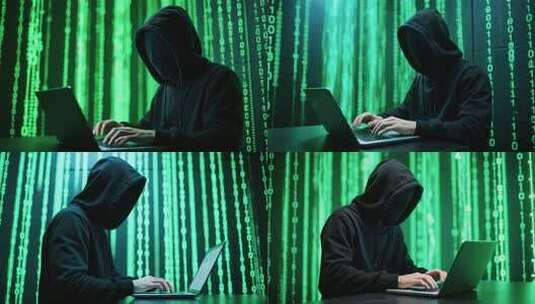 黑客使用笔记本电脑操作高清在线视频素材下载