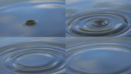 水滴落入水中溅起水花水波纹慢动作高清在线视频素材下载