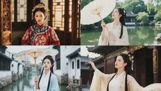 汉服美女古装中国风传统服饰高清在线视频素材下载