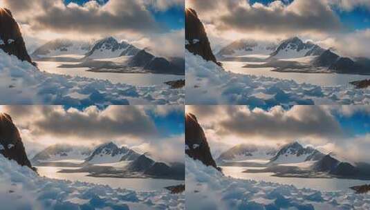 雪山湖泊壮丽风光高清在线视频素材下载