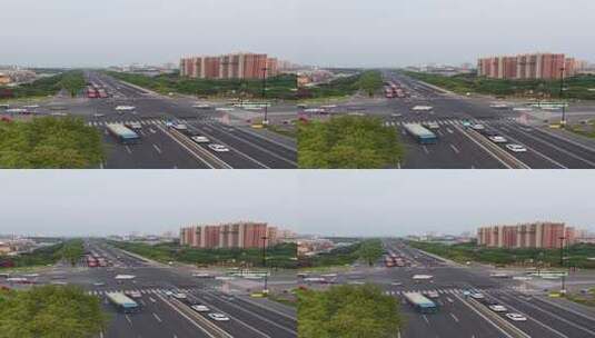 城市十字路口交通车流景象高清在线视频素材下载