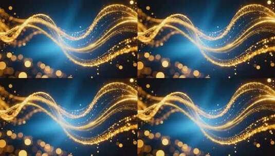 金色粒子光线流动舞台背景素材科技质感4K高清在线视频素材下载