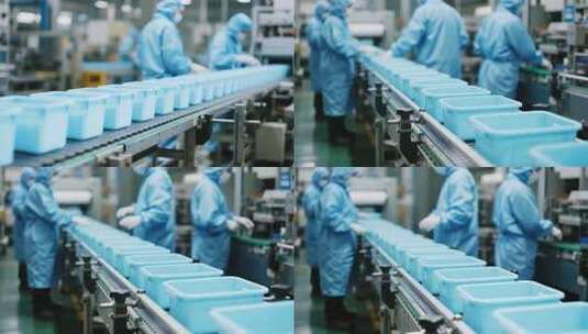 工厂工人操作流水线生产高清在线视频素材下载