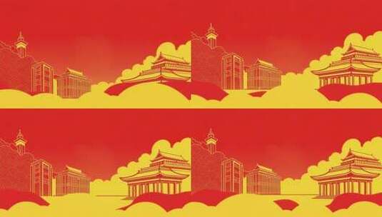 中国风建筑群祥云背景高清在线视频素材下载