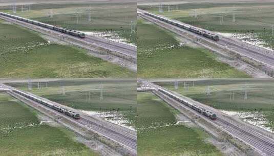 青海青藏铁路火车行驶画面高清在线视频素材下载