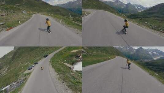 长板速降运动FPV航拍高清在线视频素材下载