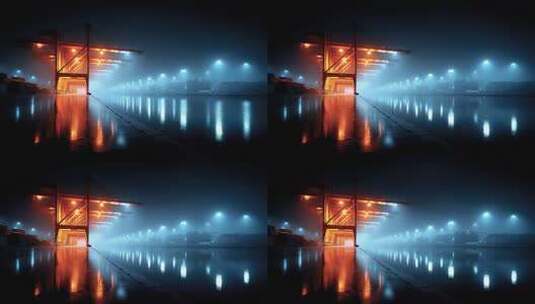 夜色笼罩下的港口码头繁忙而有序高清在线视频素材下载