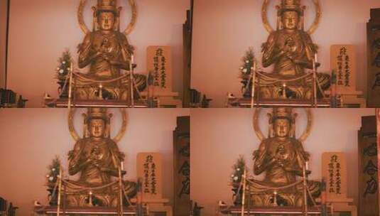 室内供奉的佛教观音菩萨像高清在线视频素材下载