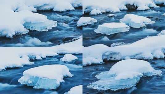 冬季河流冰雪融化景象高清在线视频素材下载