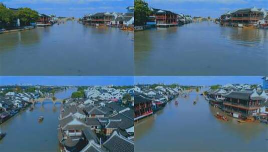江南水乡古镇河道景观高清在线视频素材下载